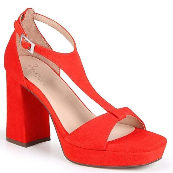 27 EDIT NATURALIZER Jae T-strap Sandal In Retro Poppy - Picture 1 of 12